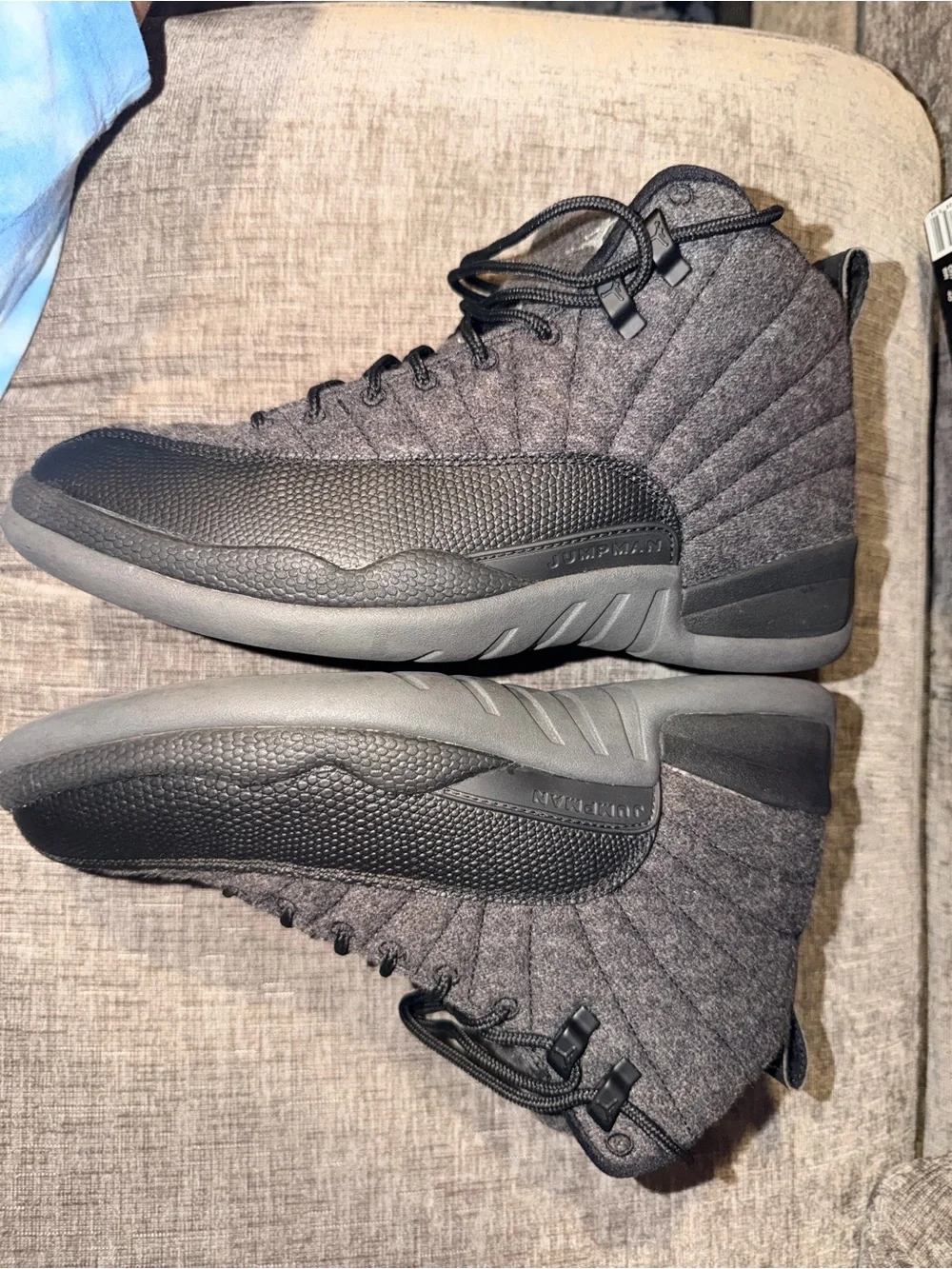 Air Jordan 12 Retro Wool Dark Grey Metallic Silver Men’s Size 8.5